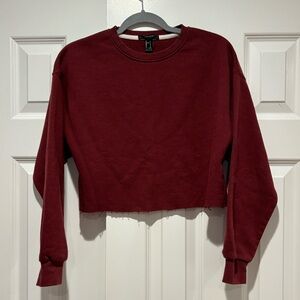 Forever 21 Burgundy Cropped Crewneck